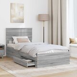  Krevetna konstrukcija Sivi Sonoma i srebrna 75 x 190 cm | shoptok.hr