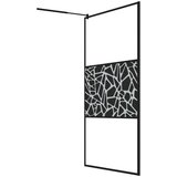 Pregrada za tuš s policom crna 115x195 cm staklo ESG i aluminij | shoptok.hr