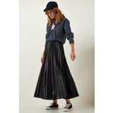 Women's Black Shiny Finish Pleated Knitted Skirt Cijene
