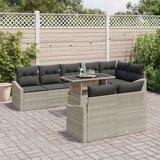  9 Delni Vrtni Kavč Set z Blazinami Svetlo Sivi Poli Ratan, (22092926) | Shoptok.si