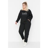 Trendyol Curve Black Printed Knitted Pajamas Set Cene