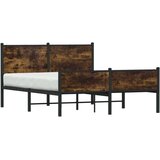 vidaXL Kovinski posteljni okvir brez vzmetnice dimljen hrast 140x200cm | Shoptok.si