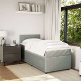 vidaXL Box spring postelja z vzmetnico svetlo siva 90x200 cm žamet | Shoptok.si