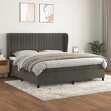 Krevet s oprugama i madracem tamnosivi 200x200 cm baršunasti | shoptok.hr