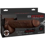Pipedream Fetish Fantasy 9" Hollow Squirting Strap-On with Balls Brown Cene