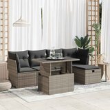 Maison Chic Seti vrtnega pohištva - Vrtna garnitura - Vrtni pohištvo set 6-delna z blazinami siv poli ratan, (21804691) | Shoptok.si