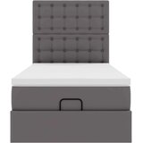 vidaXL Otomanski posteljni okvir z vzmetnico siv 80x200 cm um. usnje, (21609148) | Shoptok.si