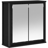 Maison Chic Kopalniška stenska omarica - Kopalniške omarica z ogledalom črni hrast 60x21x60 cm iu693, (22063988) | Shoptok.si