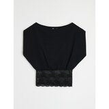 Sinsay Pamučna bluza s čipkom | shoptok.hr