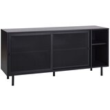 Unique Furniture Črna kovinska komoda z drsnimi vrati 160x75x46 cm Veep – | Shoptok.si
