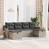 vidaXL set od 6 komada vrtnih sofa s jastucima svjetlosiva poli ratan, dvosed vrtni kauč s jastucima svjetlosiva poli ratan | shoptok.hr