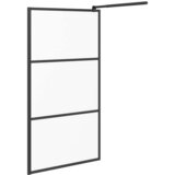 Pregrada za tuširanje 100 x 195 cm s mutnim staklom ESG crna | shoptok.hr
