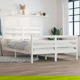 The Living Store Posteljni okvir iz trdne borovine 160x200 cm bel - Posteljni Okvir, (21523369) Cene