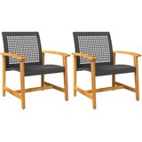 Maison Chic Vrtni stoli - Stol za vrt 2 kosa črn poli ratan in akacijev les JS1186, (21878857) | Shoptok.si