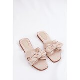Boto Flat Ladies Slippers With Bow Beige Tobin | Shoptok.si