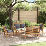  Sjedeća garnitura za vrt 5 kom. Prirodna Čvrsto teak drvo | shoptok.hr