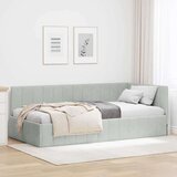 vidaXL Kotna postelja z vzglavjem Svetlo siva 90 x 200 cm Žamet | Shoptok.si