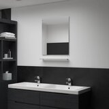 vidaXL Stensko ogledalo s polico 50x60 cm kaljeno steklo, (20743528) | Shoptok.si