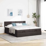 vidaXL Otomanski posteljni okvir z vzmetnicami rjav 200x200 cm blago | Shoptok.si
