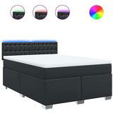 vidaXL Box spring postelja z vzmetnico črn 160x200 cm umetno usnje | Shoptok.si