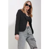 Trend Alaçatı Stili Women's Black Inner Lined Single Button Jacket