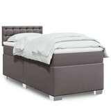 vidaXL Box spring postelja z vzmetnico siva 90x190 cm umetno usnje, (21321526) | Shoptok.si
