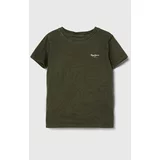 PepeJeans Otroška bombažna kratka majica zelena barva