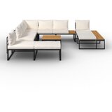 Bessagi Garden Lounge Garnitura Adriano, Krem, Črna, Akacija, 5-Delno | Shoptok.si