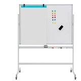  Magnetna dvostranska bela tabla s kolesi za uporabo v učilnici, pisarni ali doma, dim. 120 x 90 cm | Shoptok.si