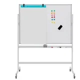 Magnetna dvostranska bela tabla s kolesi za uporabo v učilnici, pisarni ali doma, dim. 120 x 90 cm