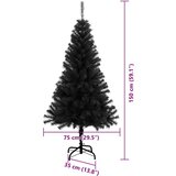 vidaXL Božično drevo med 150 LED z stojalom Črna 150 cm PVC | Shoptok.si