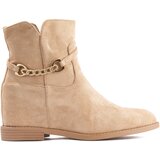 Shelvt Beige women's ankle boots with a chain | Shoptok.si