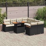 vidaXL 9-dijelni set vrtnih sofa s jastucima crni od poliratana bagrem | shoptok.hr