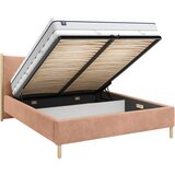 MID.YOU OBLAZINJENA POSTELJA 140 cm x 200 cm , les, tekstil, leseni material opečnato rjava | Shoptok.si