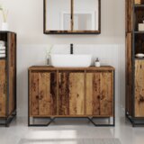 vidaXL kopalniška omarica za umivalnik Stari les 91x35x60 cm Obdelan les | Shoptok.si