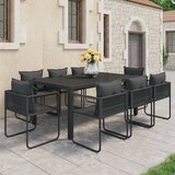 vidaXL 9-dijelni vrtni blagovaonski set od PVC ratana crni | shoptok.hr