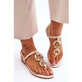 Boto Leather Flat Heel Flip Flops Beige Keep Going | shoptok.hr