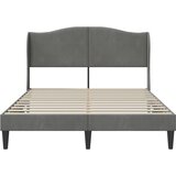  Krevetna konstrukcija Tamnosiva 160 x 200 cm Baršun | Shoptok.si