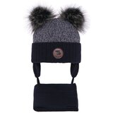 AGBO Boy's winter set: hat and scarf navy blue Enrico with two pompom | Shoptok.si