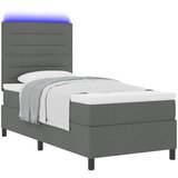 vidaXL Postelja z box vzmetjo z vzmetnico in LED temno siva 90x190 cm tkanina | Shoptok.si