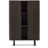 Kave Home Temno rjava omarica v jesenovem dekorju z drsnimi vrati 110x140 cm Mailen – Cene