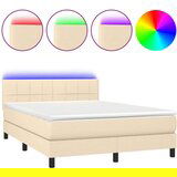  Krevet box spring s madracem LED krem 140x200 cm od tkanine | shoptok.hr
