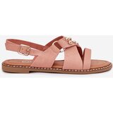 Boto Women's Flat Heel Sandals With Golden Studs Pink Zanira | ePonuda.com