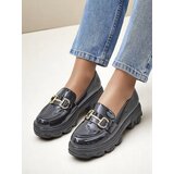 Resti Patent Leather Women's Loafers with Decoration Black Velvet | Shoptok.si