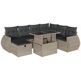 Maison Chic Seti vrtnega pohištva - Vrtna garnitura - Vrtni pohištvo set 8-delna z blazinami sv. siv poli ratan, (21798331) | Shoptok.si