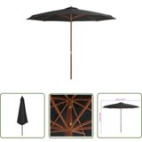  The Living Store Zunanji senčnik z lesenim drogom 350 cm antracit - Senčnik, (21743154) Cene