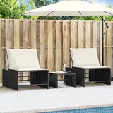  The Living Store Ležalnik 2 kosa z mizico črn poli ratan - Ležalnik, (21483354) | Shoptok.si