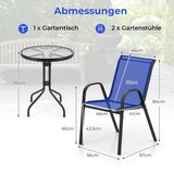 Namještaj 3-dijelni set balkonskog a, bistro stol s 2 složive stolice, bistro set, balkonski set, vrtni set, plava | shoptok.hr