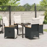  5-delni vrtni jedilni set z blazinami Črni Poli Ratan, (22087875) | Shoptok.si