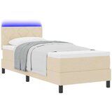 Box Postelja z vzmetnico z vzmetnico krema 80 x 200 cm blago, (5000128545) | Shoptok.si